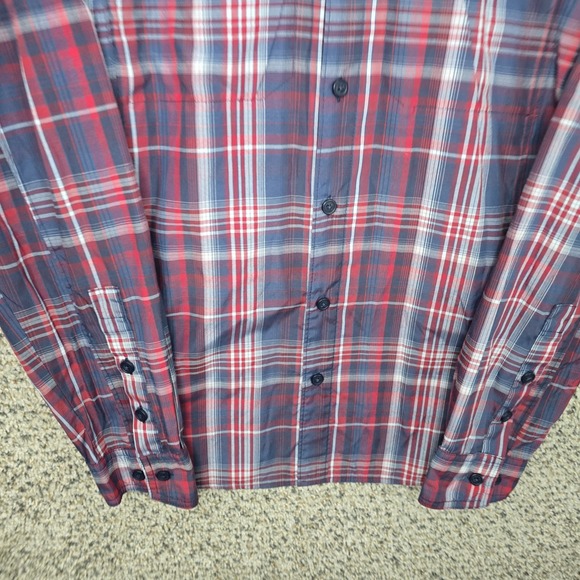 Columbia Shirt Mens Small Red Plaid Button Up Omni Shade Sun Protection Pockets - Picture 5 of 7